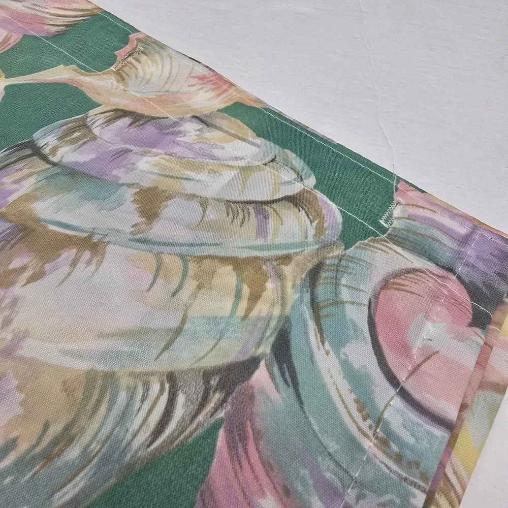 Vintage 90s Y2K Shell Shower Curtain 69wx72L Green Pink Grandma Coastal USA